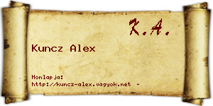Kuncz Alex névjegykártya